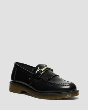 Adrian Snaffle Black Polished Smooth Leather Kiltie Loafers