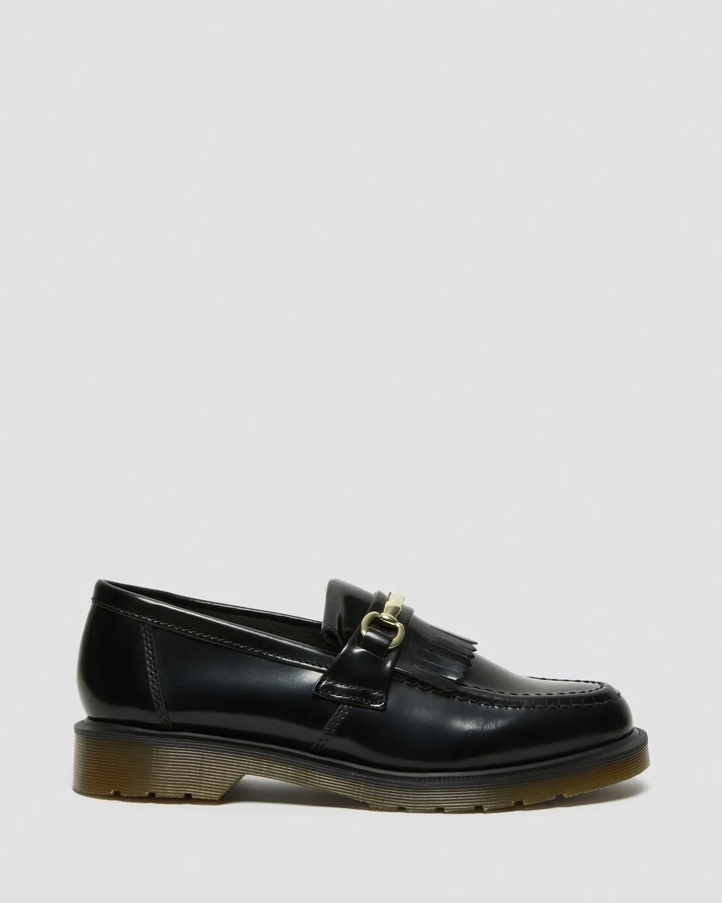 Adrian Snaffle Black Polished Smooth Leather Kiltie Loafers