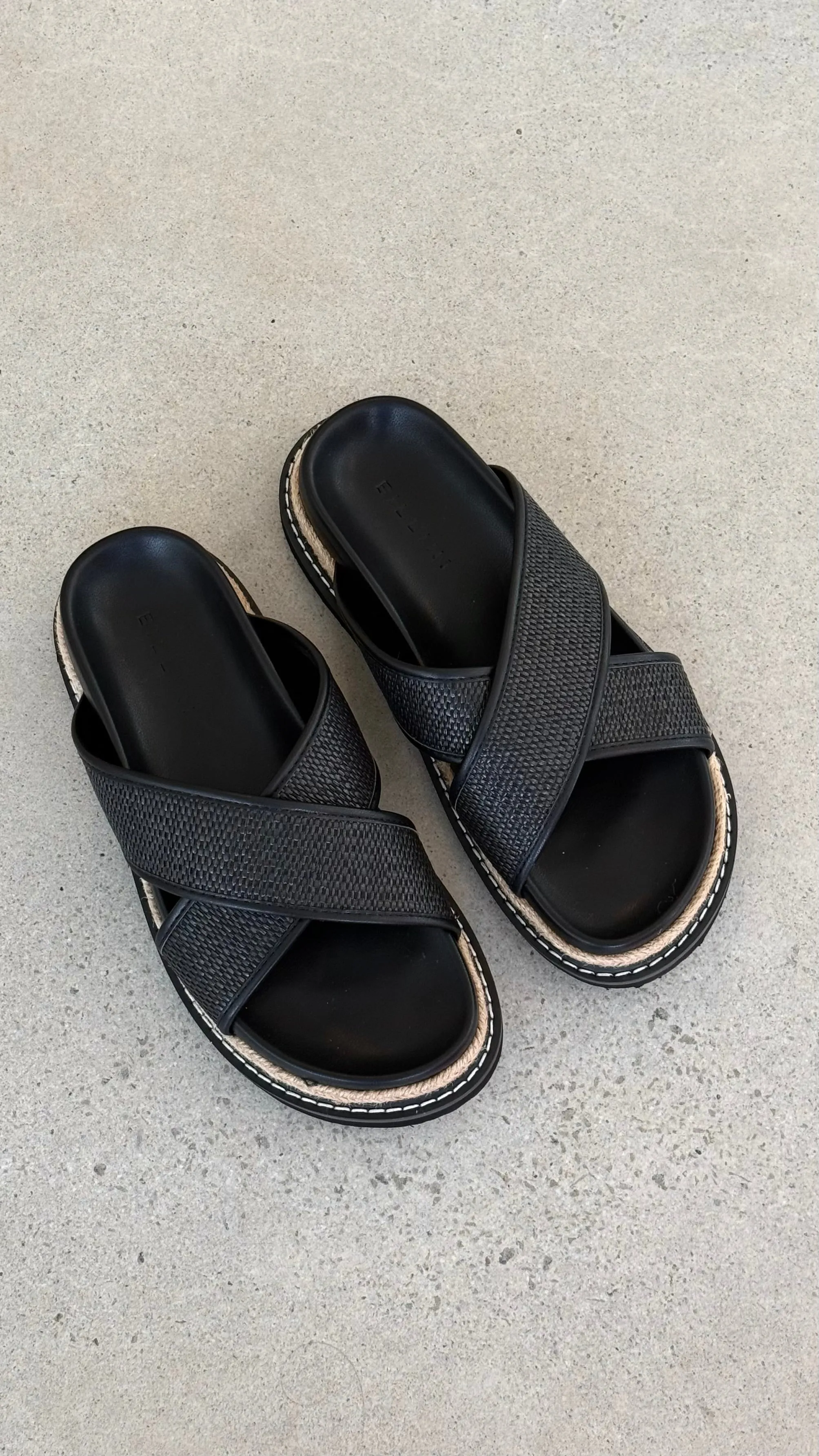 Aysha Slide - Black Raffia