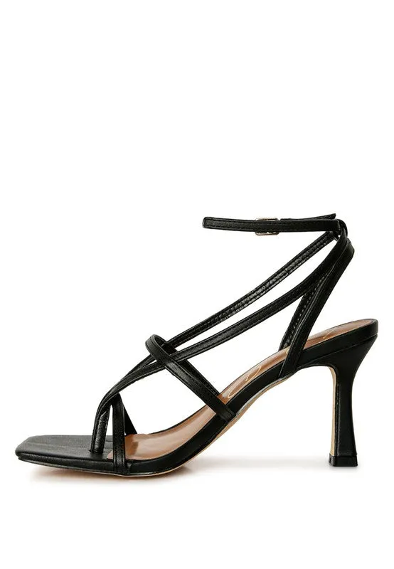 Black Stalker Strappy Ankle Strap Sandals