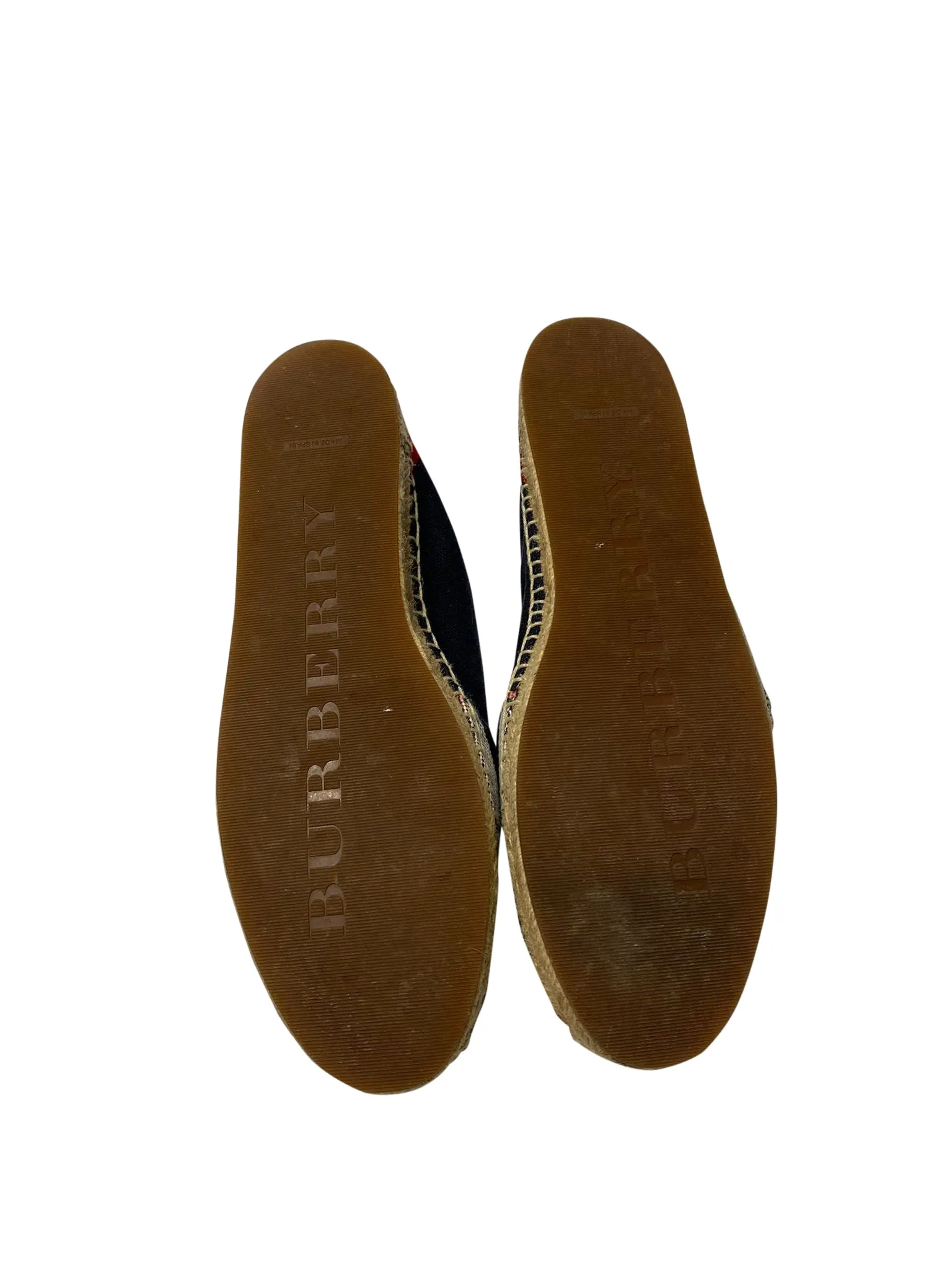 Burberry Checked Espadrilles in Navy Blue Canvas