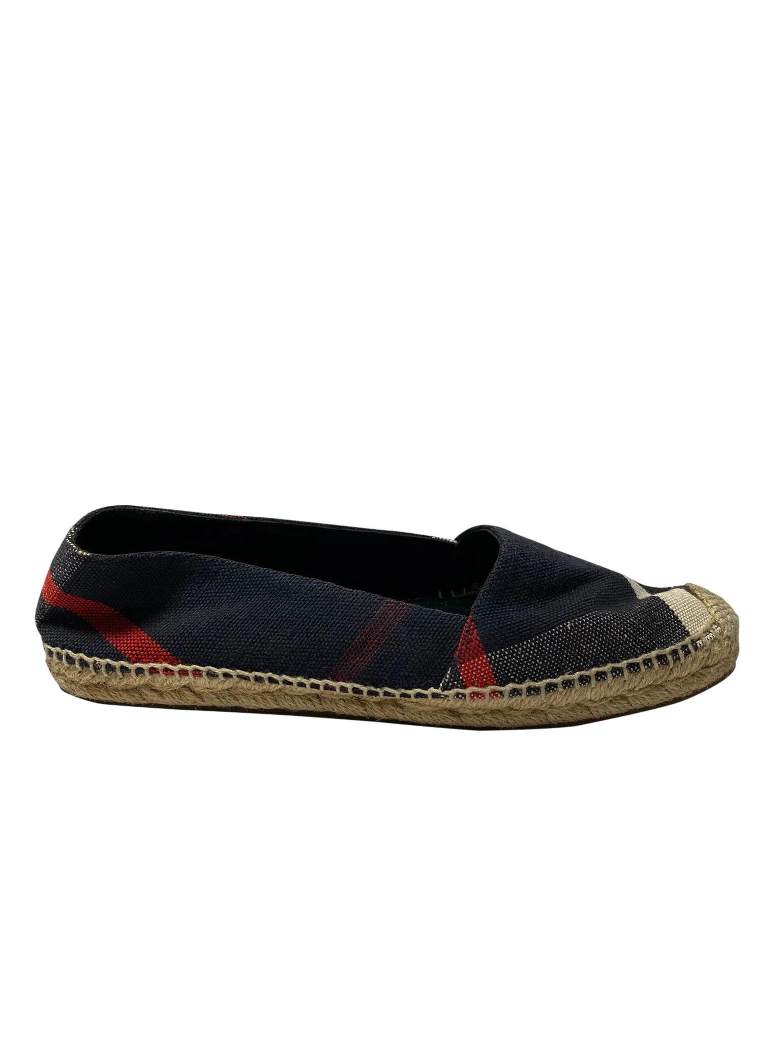 Burberry Checked Espadrilles in Navy Blue Canvas