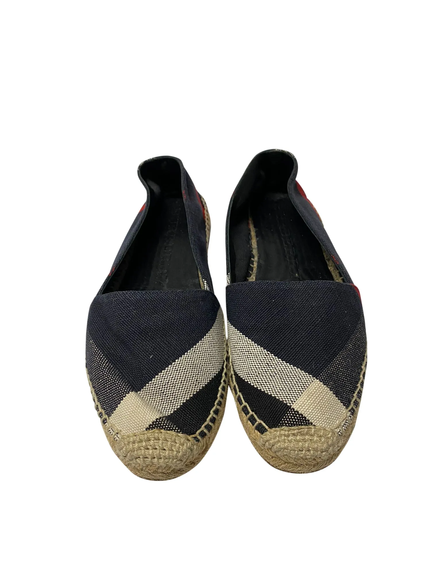 Burberry Checked Espadrilles in Navy Blue Canvas