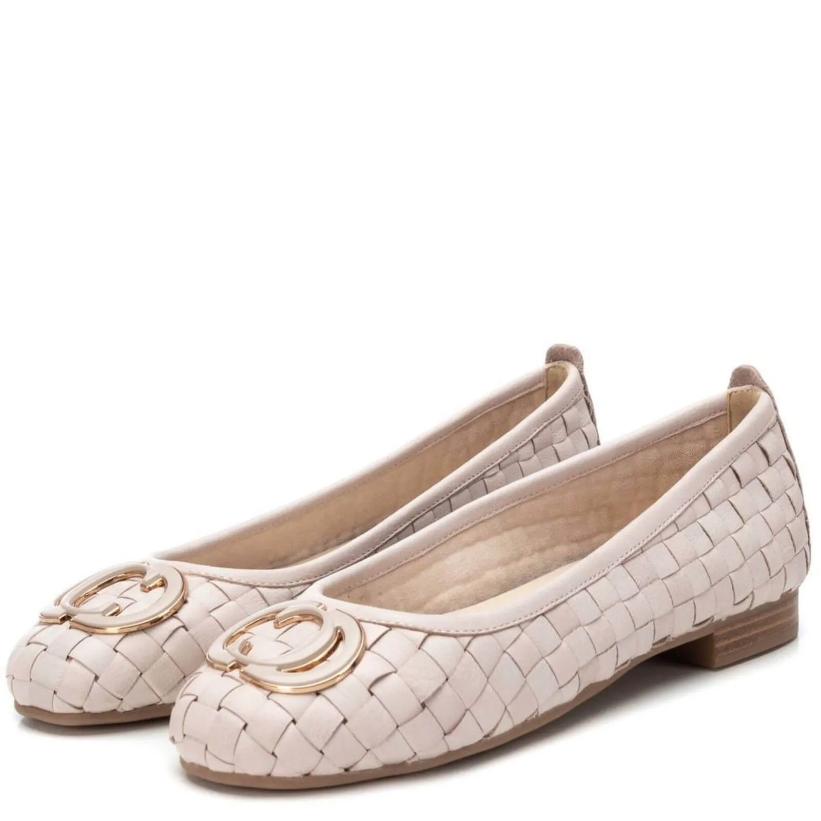 Carmela Beige Leather Classic Ballet Flats