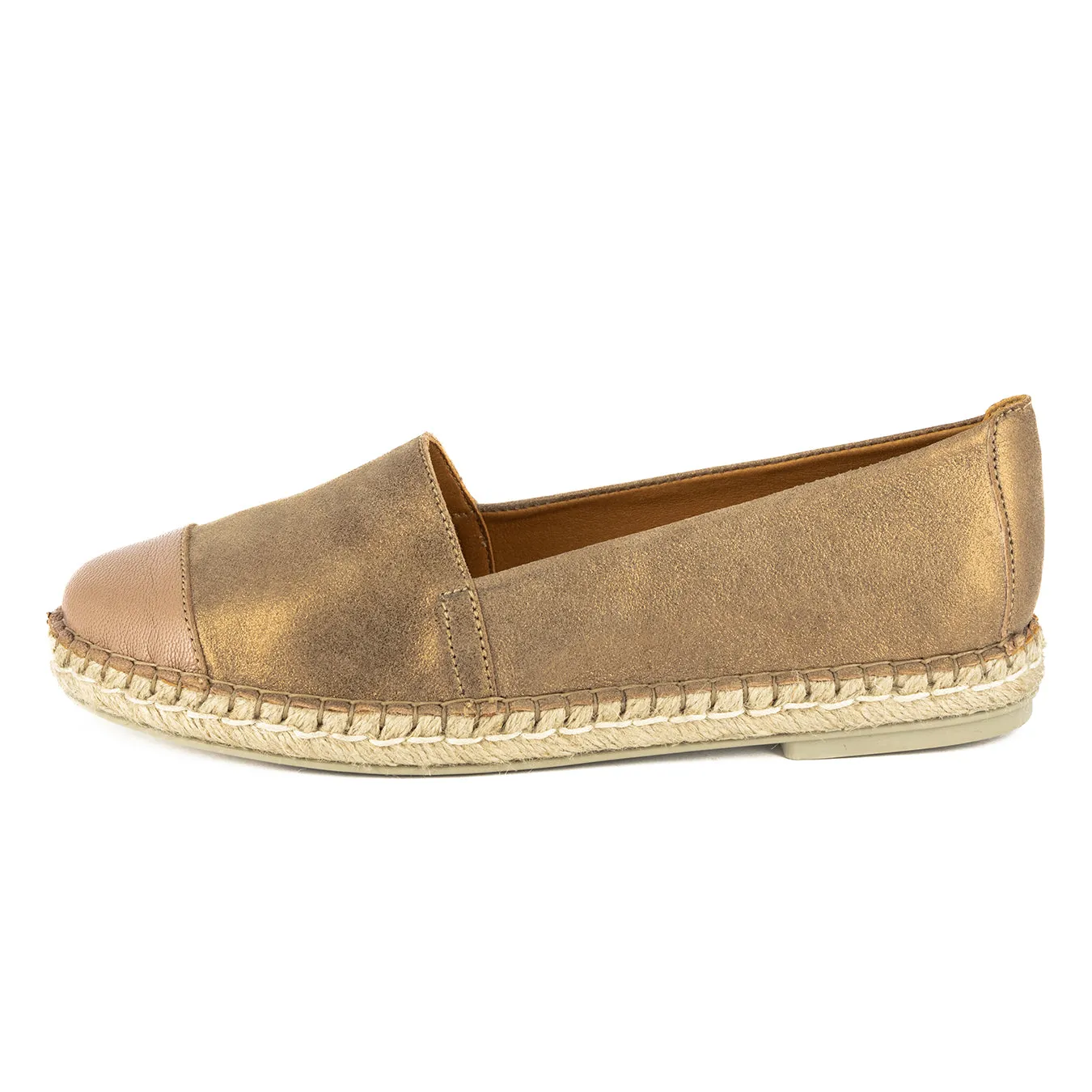 Consisela : Ladies Leather Espadrille Shoe in Beige Spirit & Timber Cayak