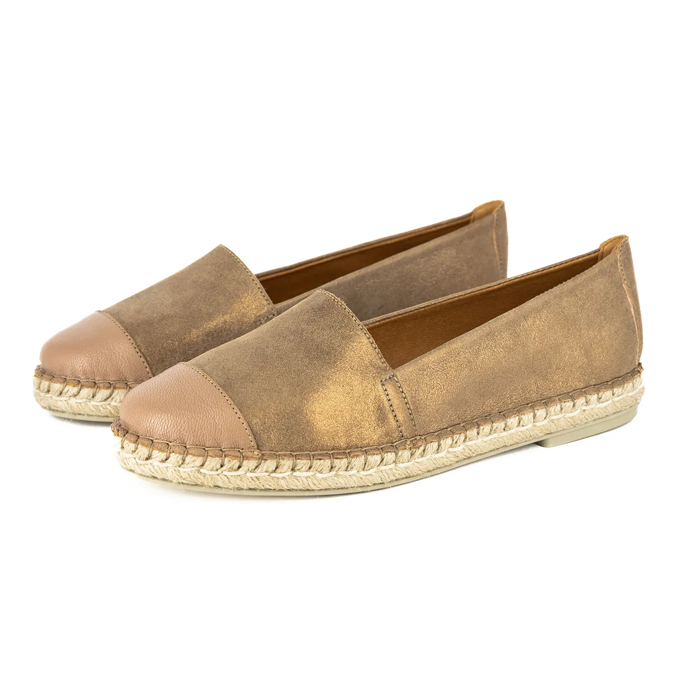 Consisela : Ladies Leather Espadrille Shoe in Beige Spirit & Timber Cayak