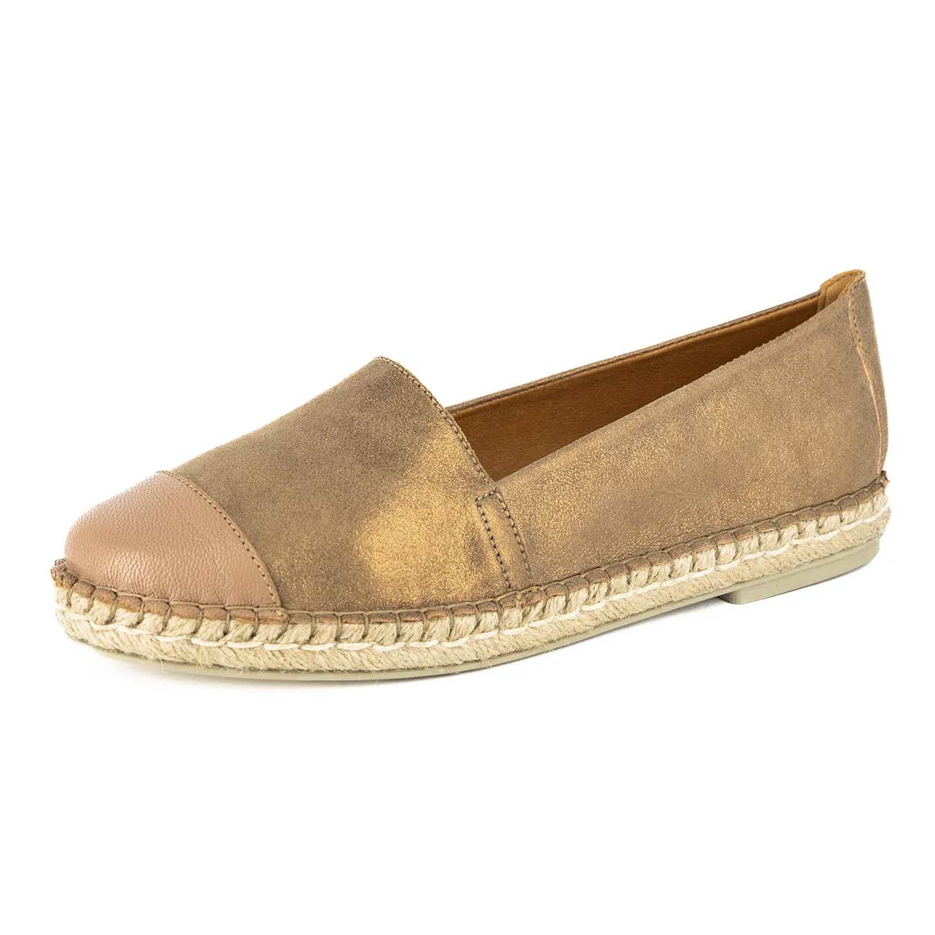 Consisela : Ladies Leather Espadrille Shoe in Beige Spirit & Timber Cayak