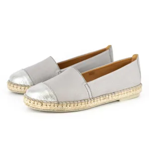 Consisela : Ladies Leather Espadrille Shoe in Quarry Cayak & Steel Brio