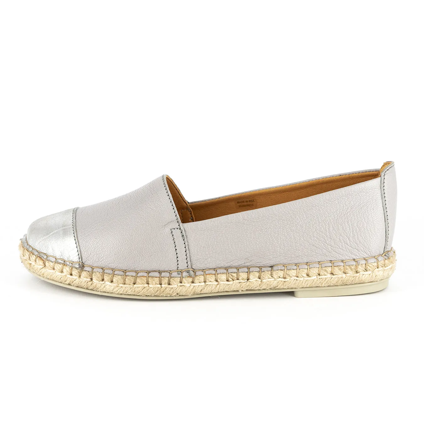 Consisela : Ladies Leather Espadrille Shoe in Quarry Cayak & Steel Brio