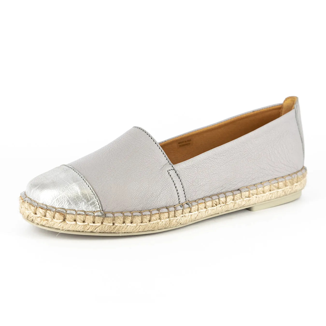 Consisela : Ladies Leather Espadrille Shoe in Quarry Cayak & Steel Brio