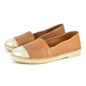 Consisela : Ladies Leather Espadrille Shoe in Tan Vintage & Bark Domus