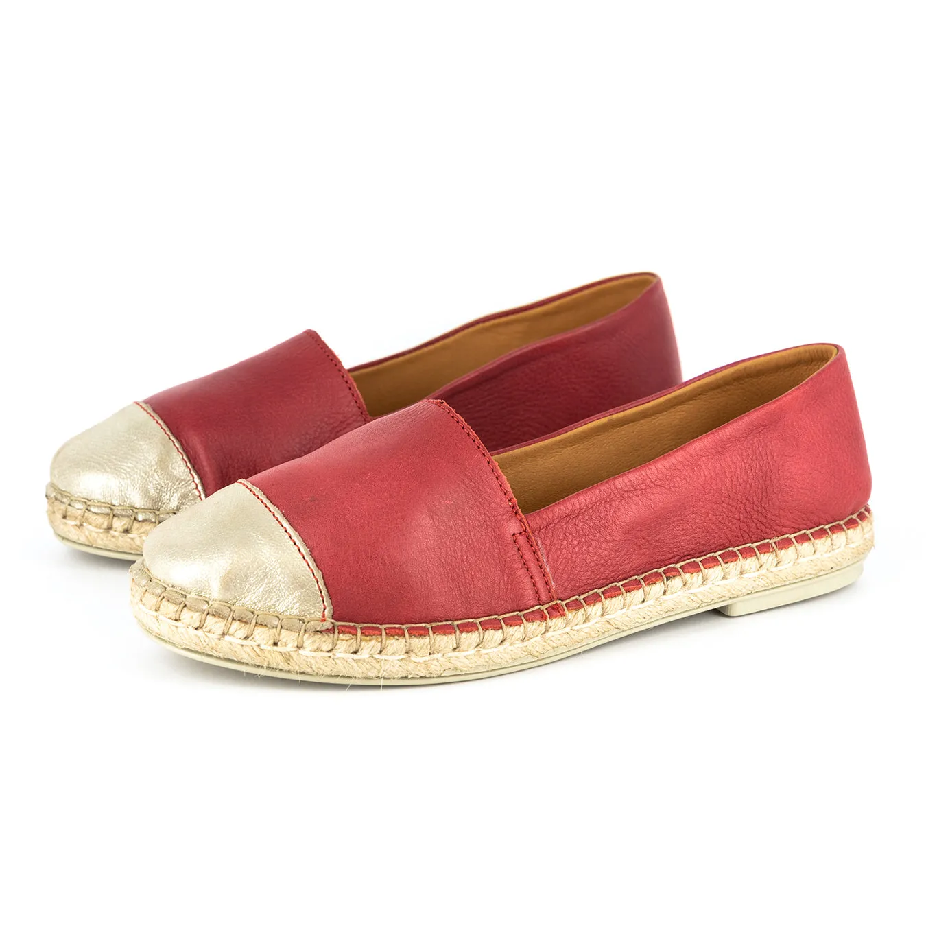 Consisela : Ladies Leather Espadrille Shoe in Valentine Vintage & Bark Domus