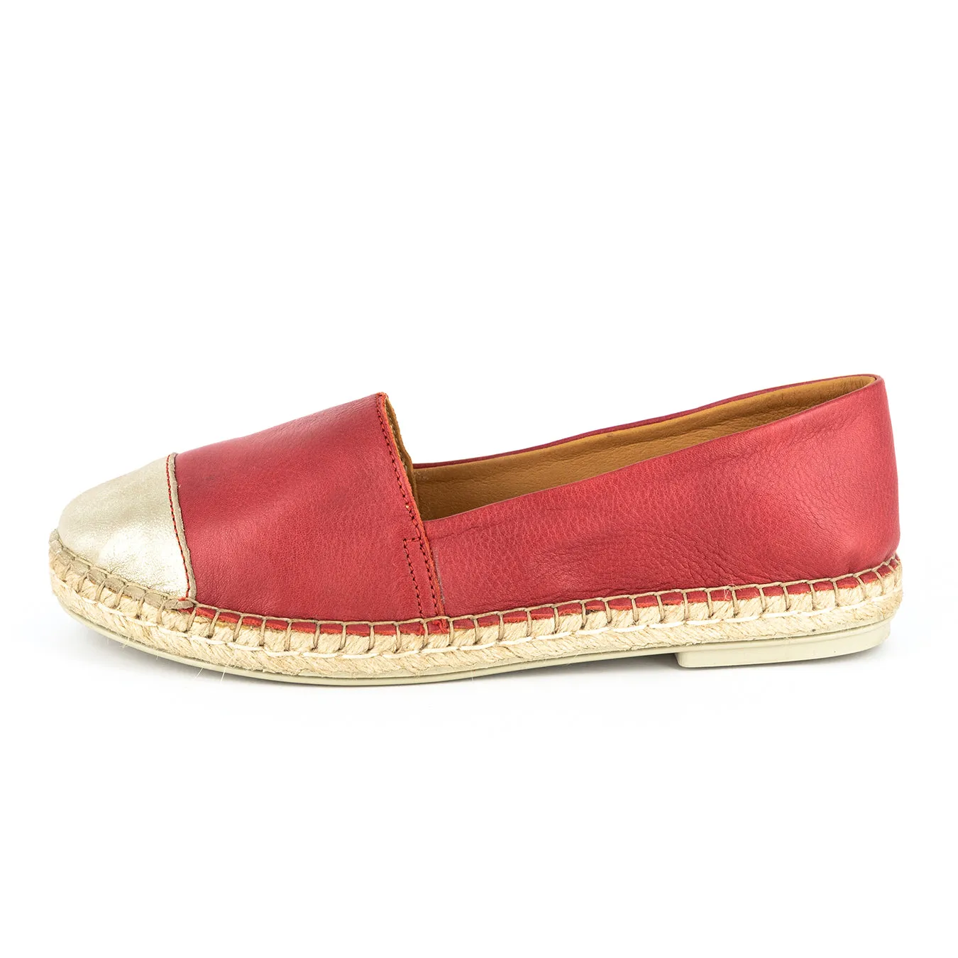 Consisela : Ladies Leather Espadrille Shoe in Valentine Vintage & Bark Domus