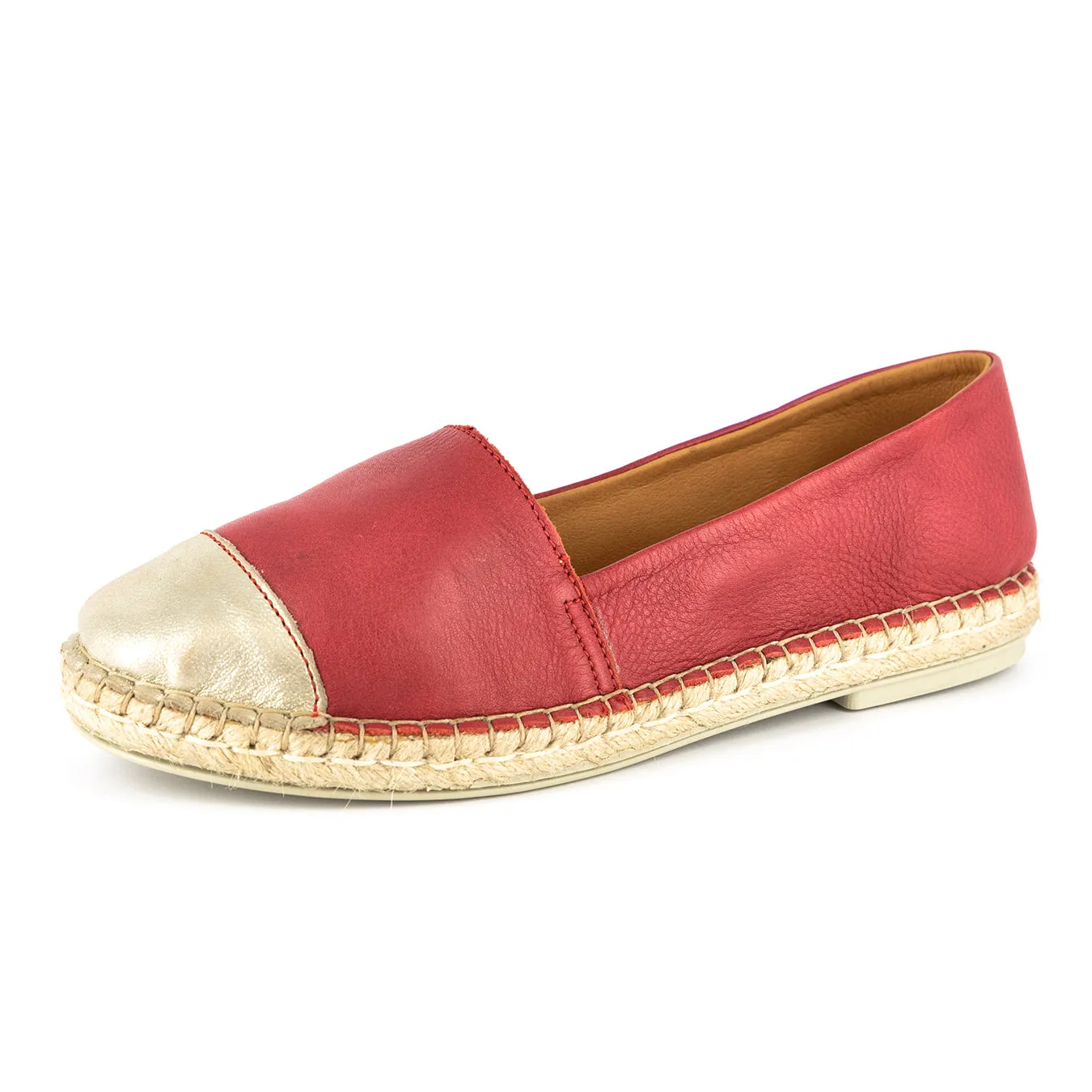 Consisela : Ladies Leather Espadrille Shoe in Valentine Vintage & Bark Domus