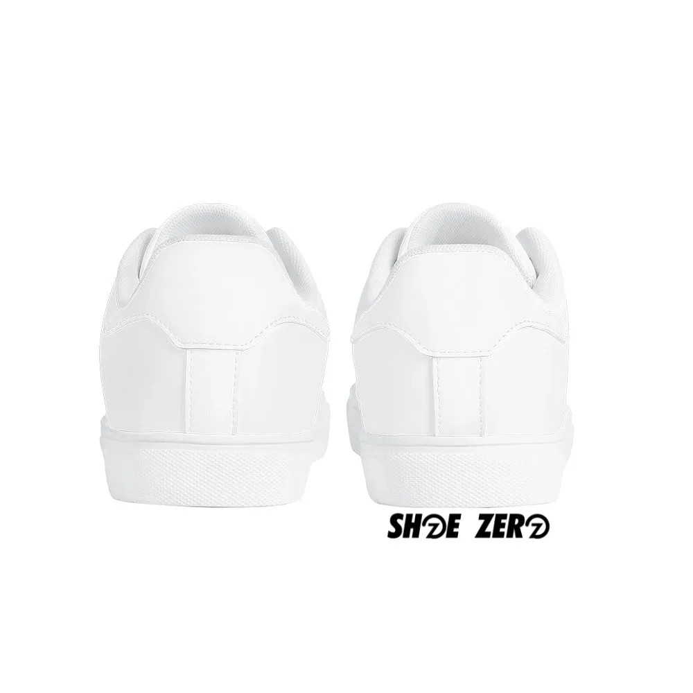 Customizable Breathable Vegan Leather Low Top Sneakers (White)