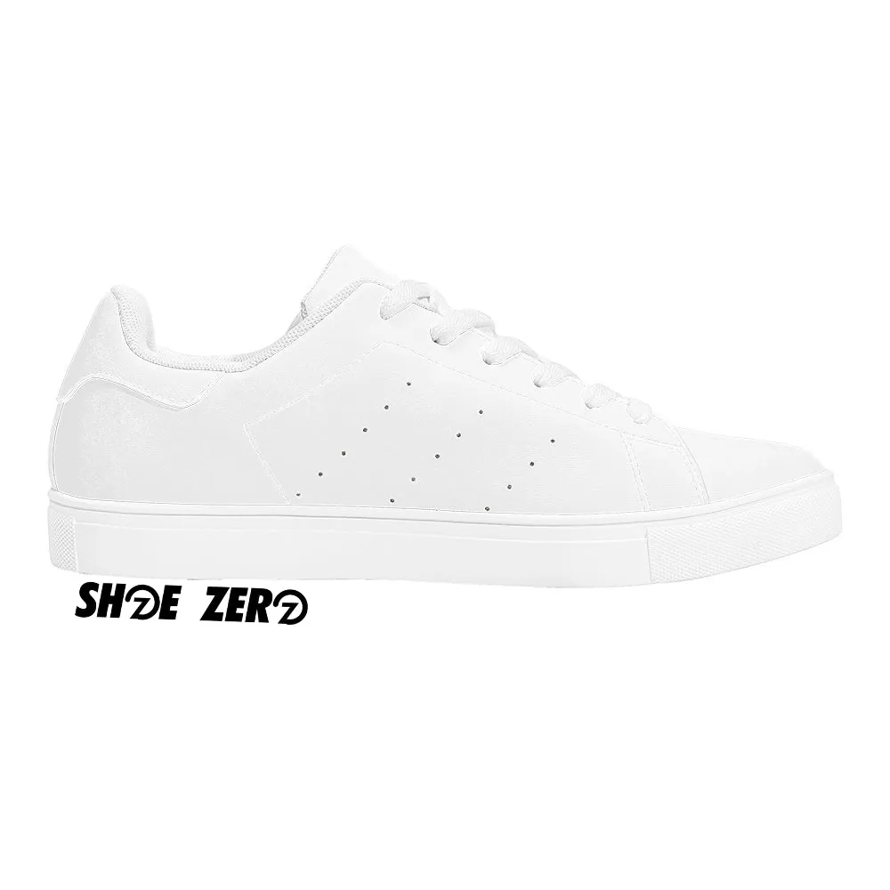 Customizable Breathable Vegan Leather Low Top Sneakers (White)