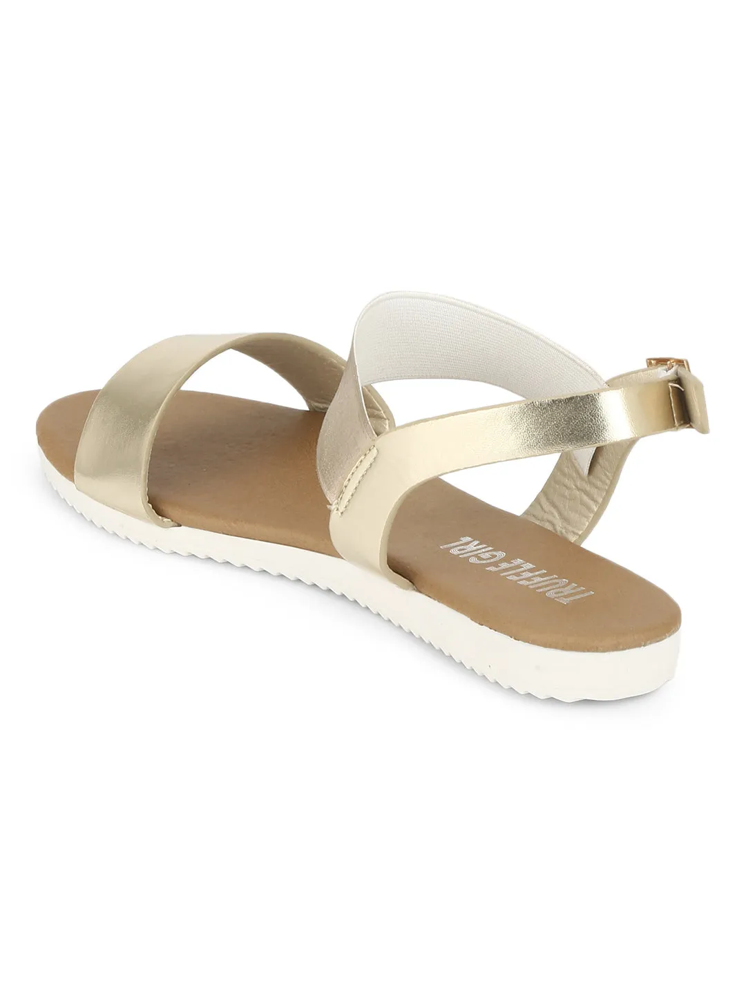 Gold Ankle Strap Slip-on Sandals