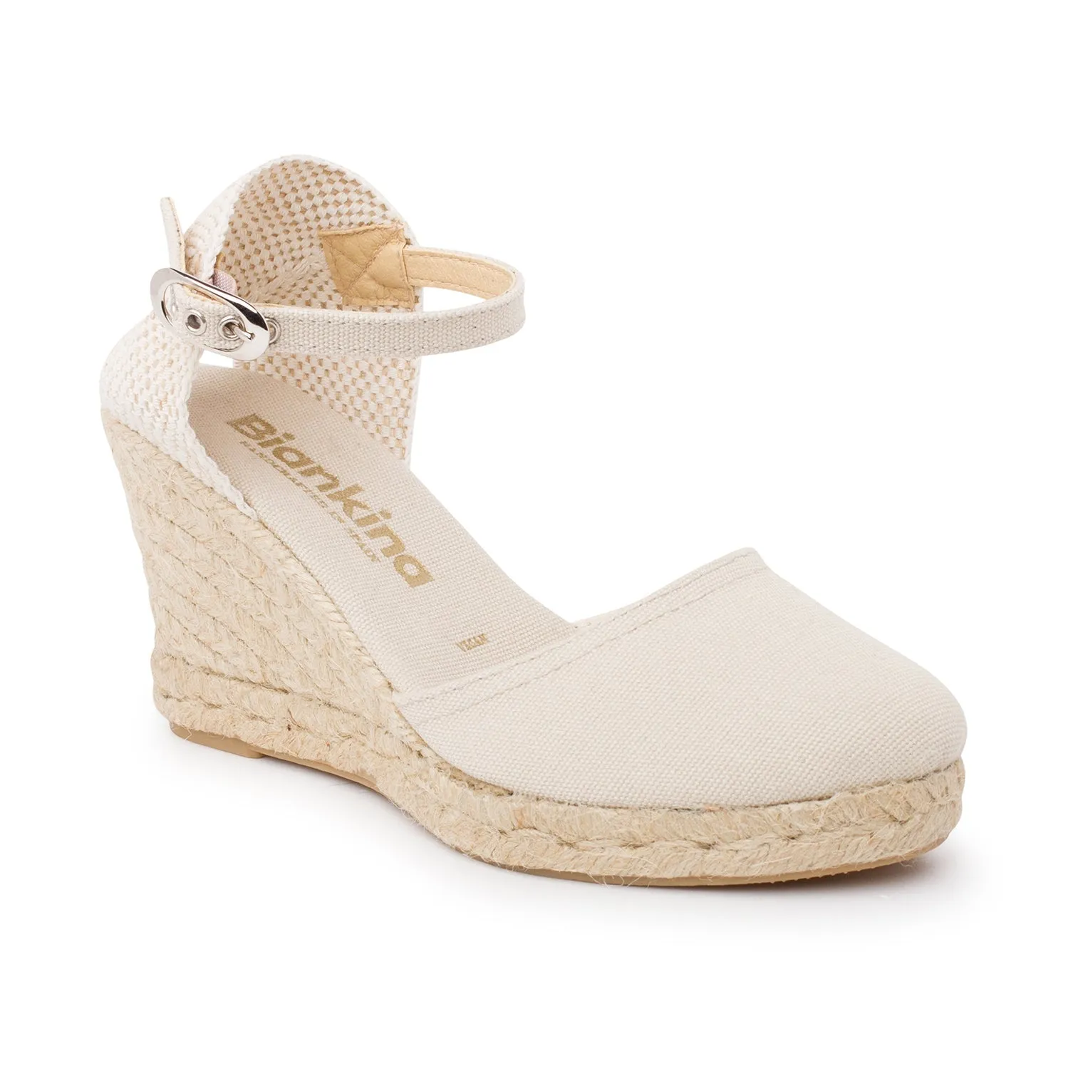 Granada Eco Canvas Vegan Espadrille Wedges - Beige Tan