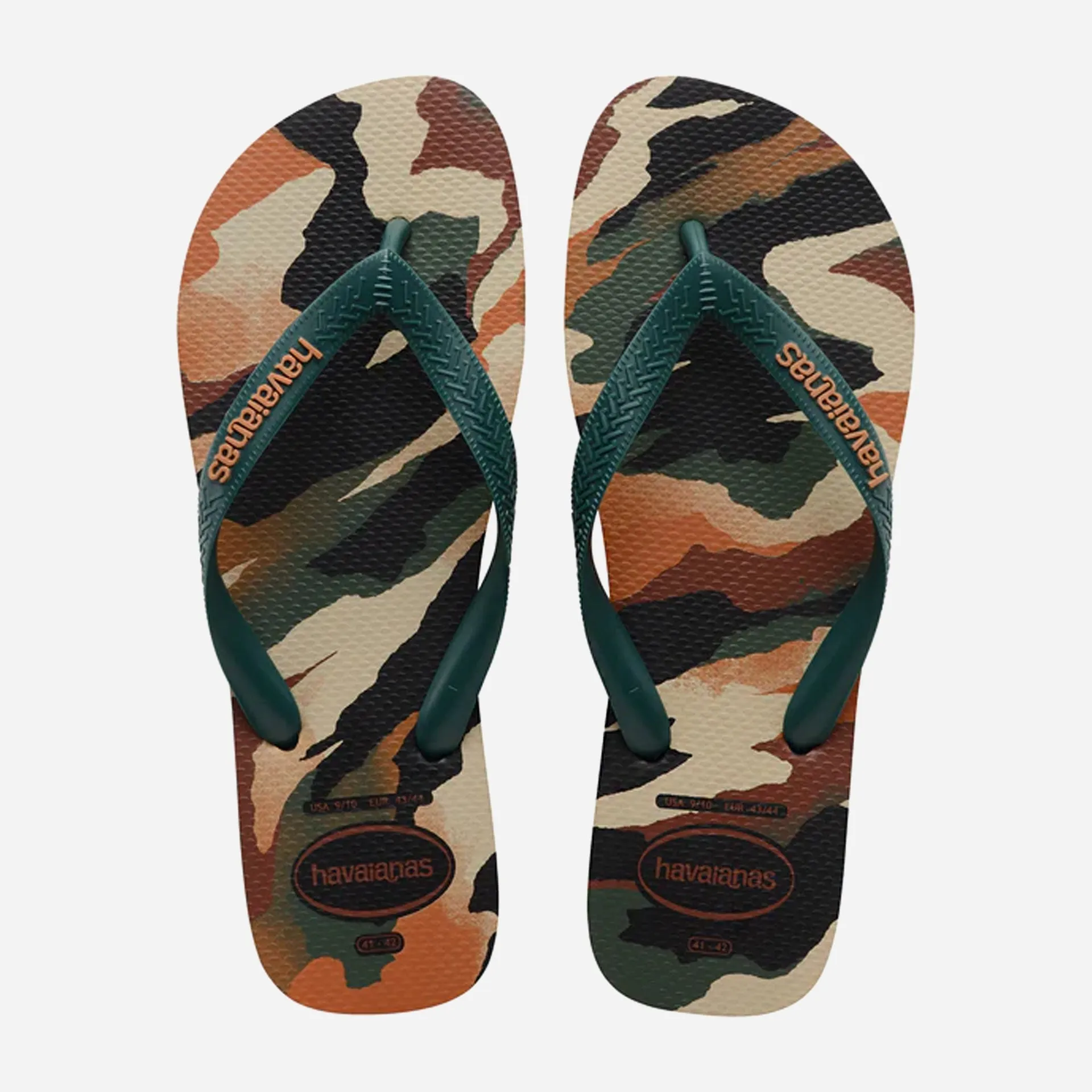 Havaianas Top Camu Flip Flops - Black/Pantanal Green