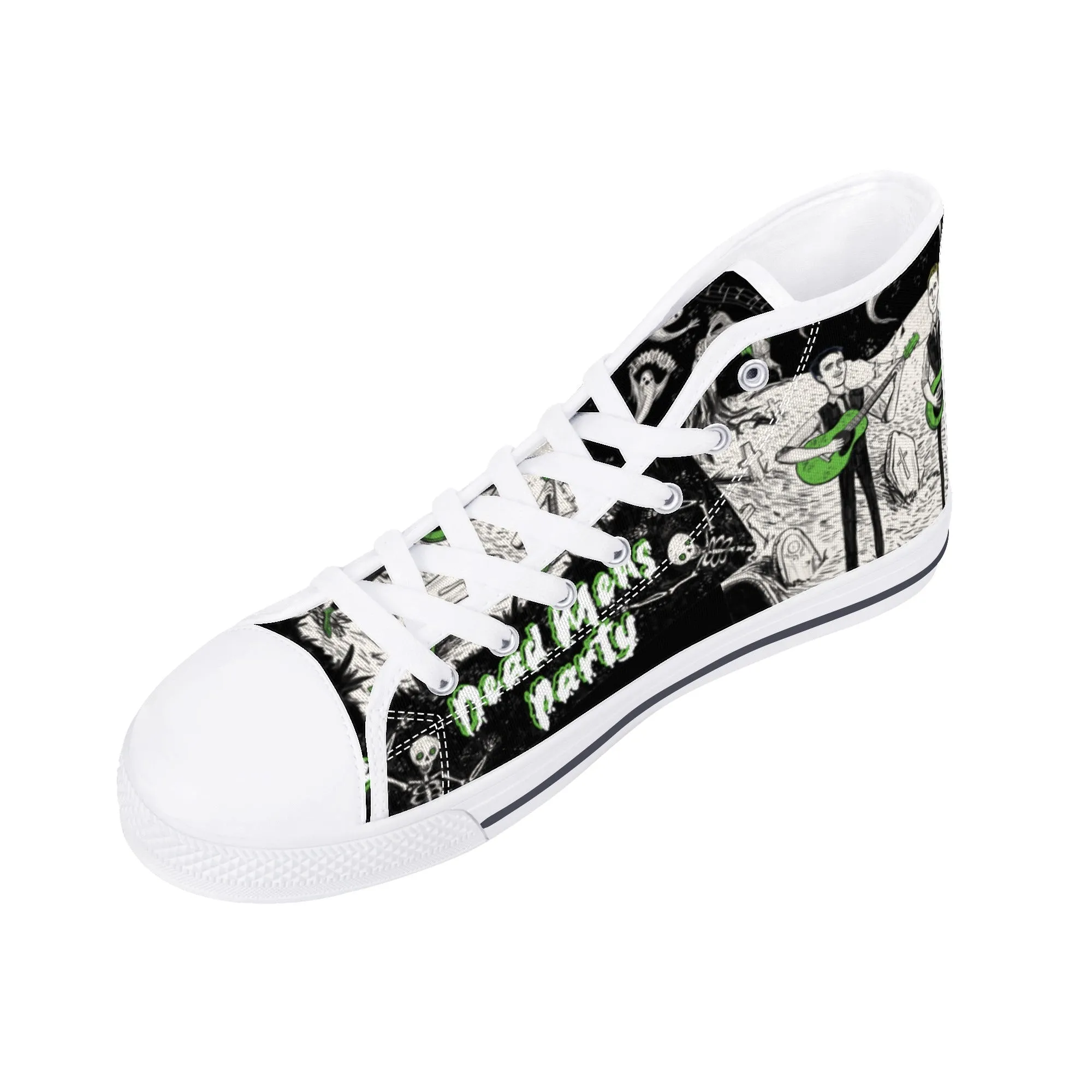 High Top Canvas Sneakers | Printed Tongue | Halloween themed Goth shoes | Spooky Season gift | Oingo Boingo