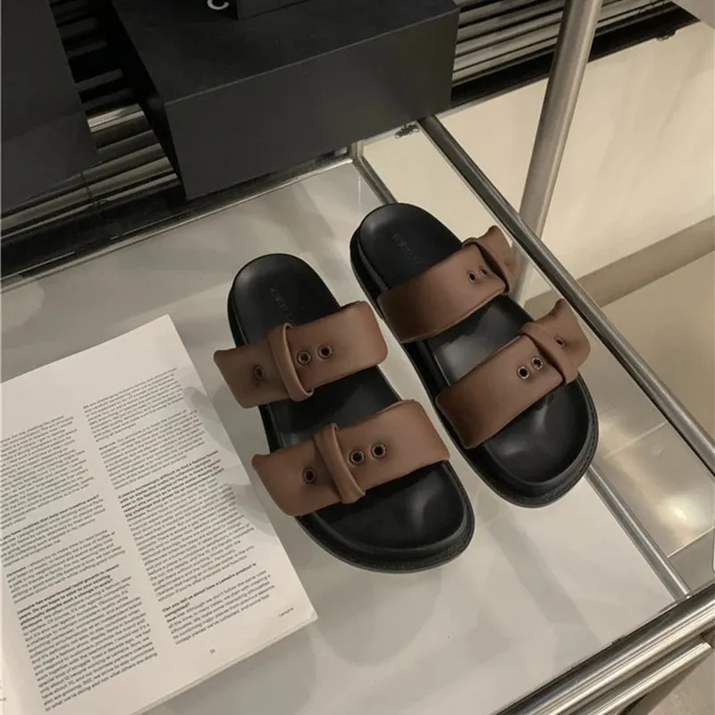 Hnzxzm 2024 Summer Platform Women Slippes Fashion Elegant Slip On Increase Slides Shoes Ladies Comfort Open Toe Beach Sandalias