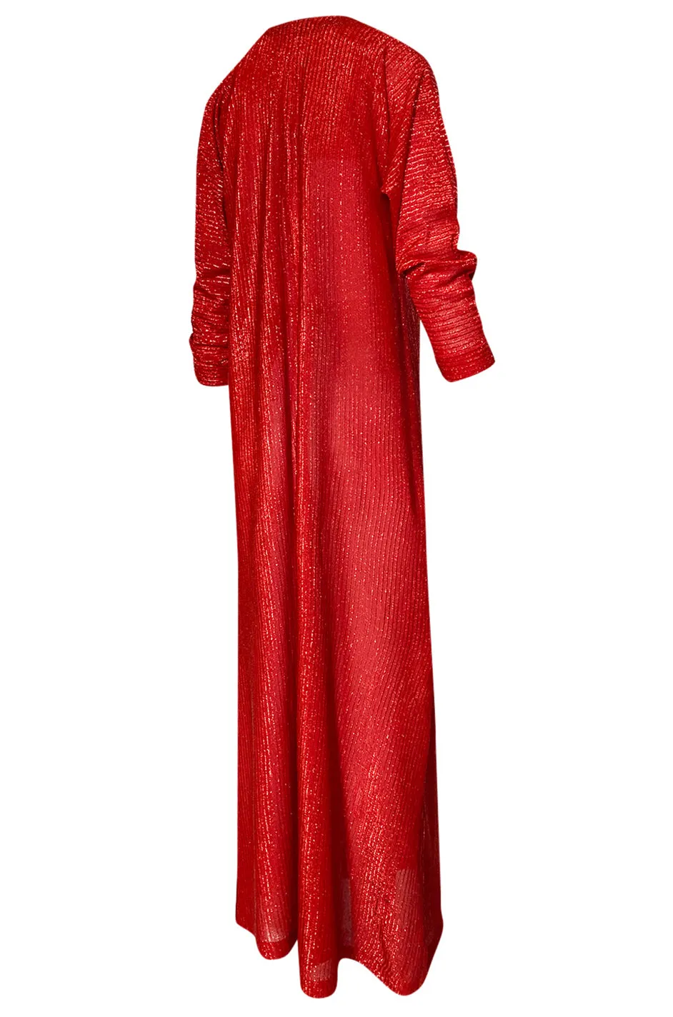 Iconic 1970s Halston Long Metallic Red Lame Lurex Caftan Dress