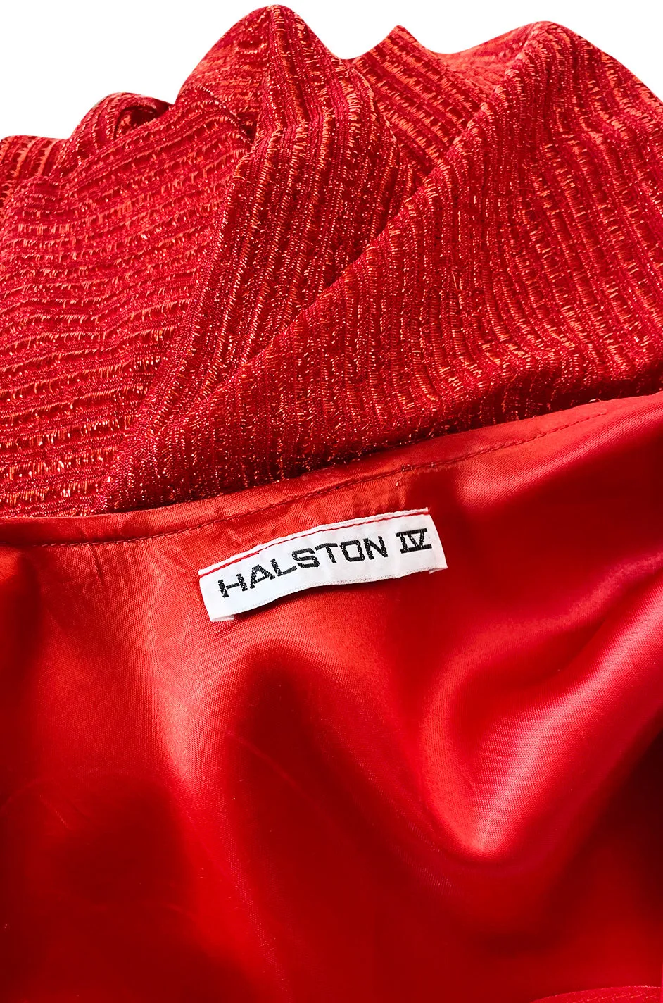 Iconic 1970s Halston Long Metallic Red Lame Lurex Caftan Dress