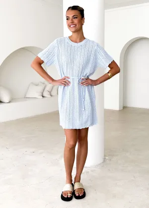 Indiana Crochet Dress - Baby Blue