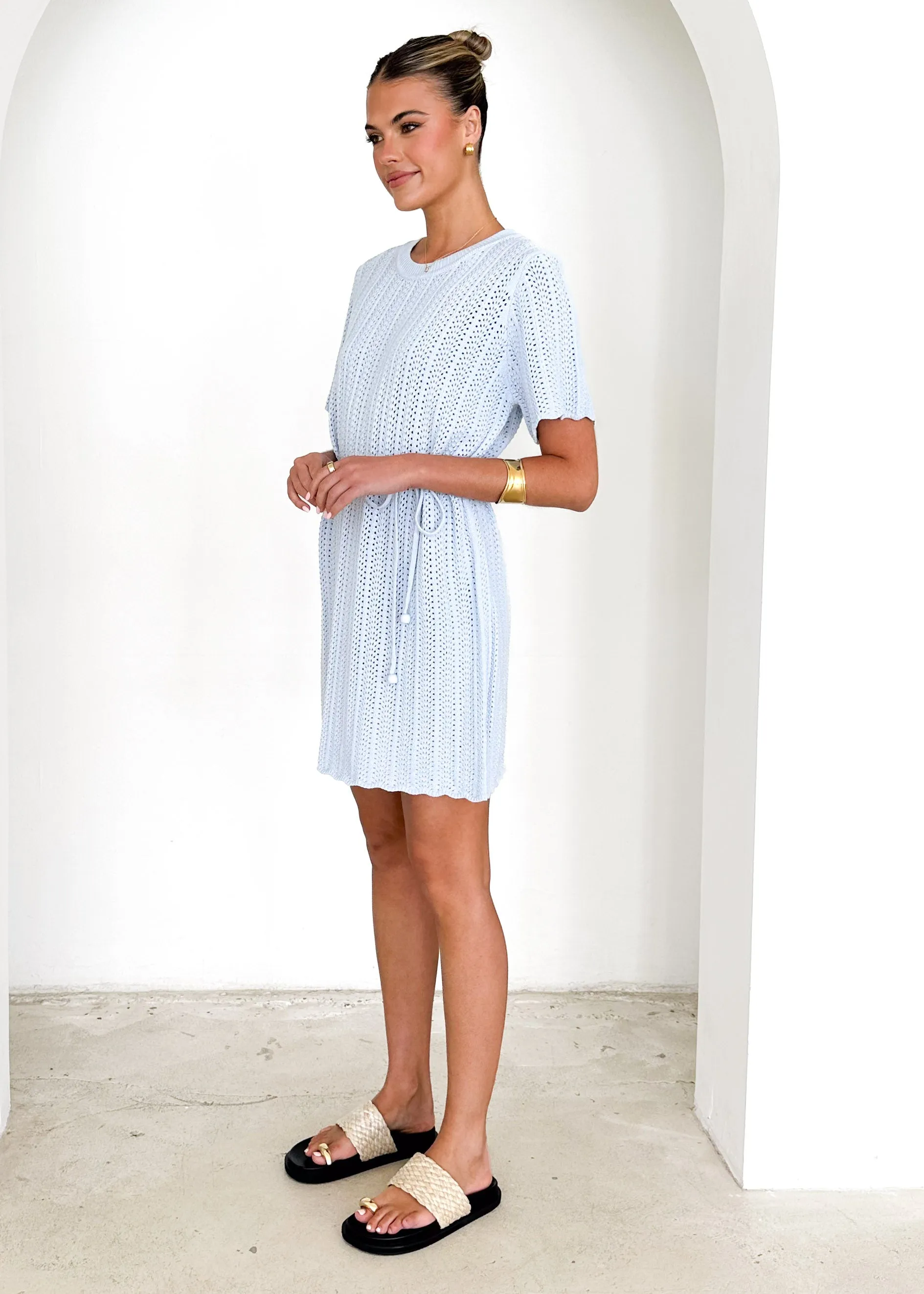 Indiana Crochet Dress - Baby Blue