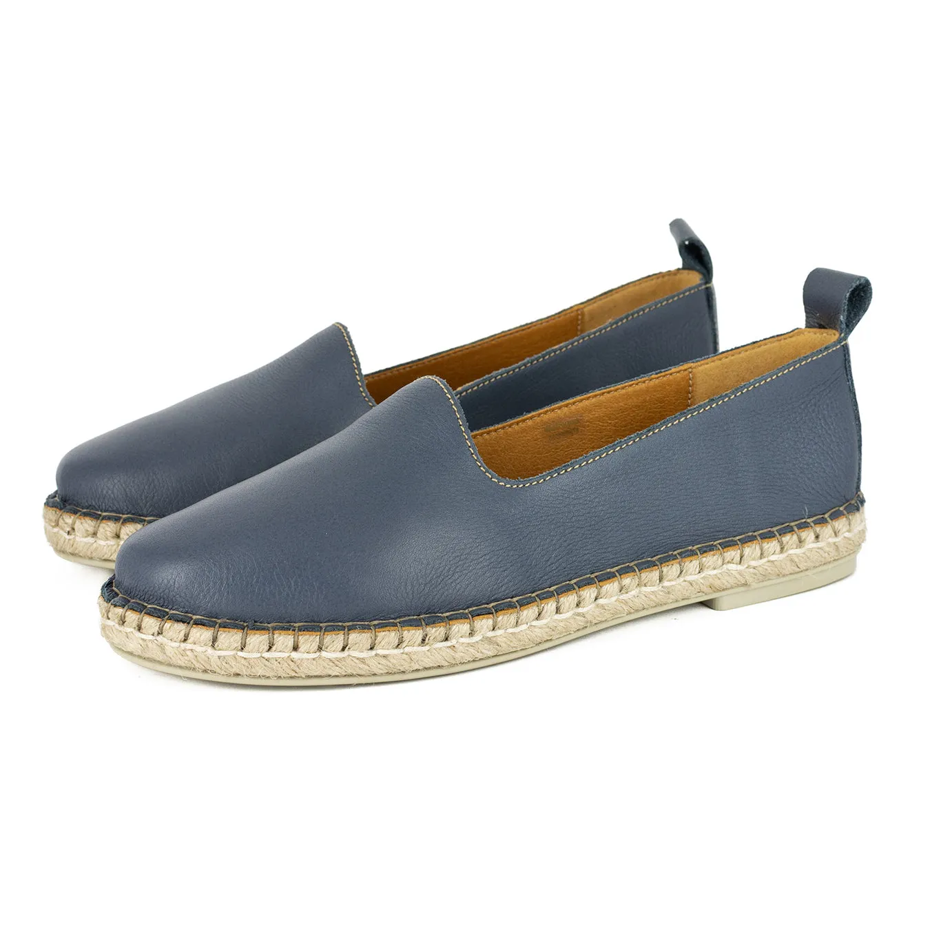 Indzima : Ladies Leather Espadrille Shoe in Denim Natan