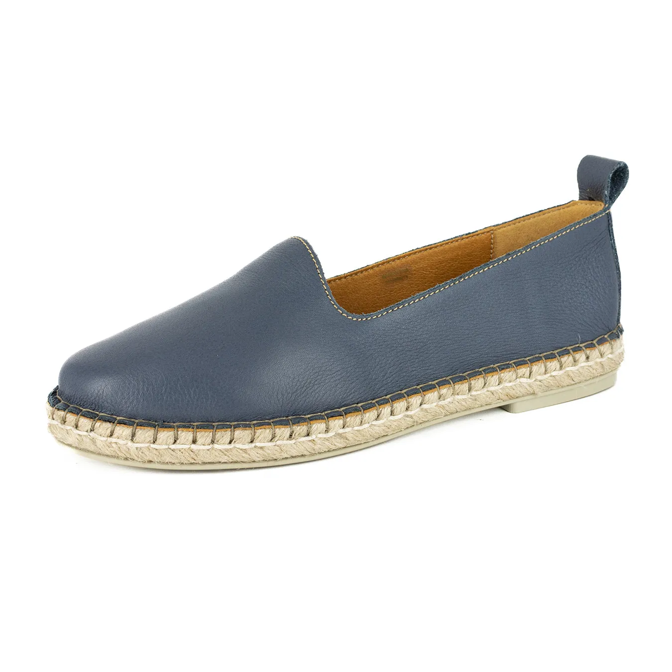 Indzima : Ladies Leather Espadrille Shoe in Denim Natan