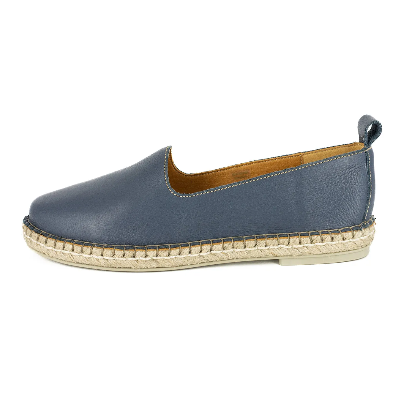 Indzima : Ladies Leather Espadrille Shoe in Denim Natan