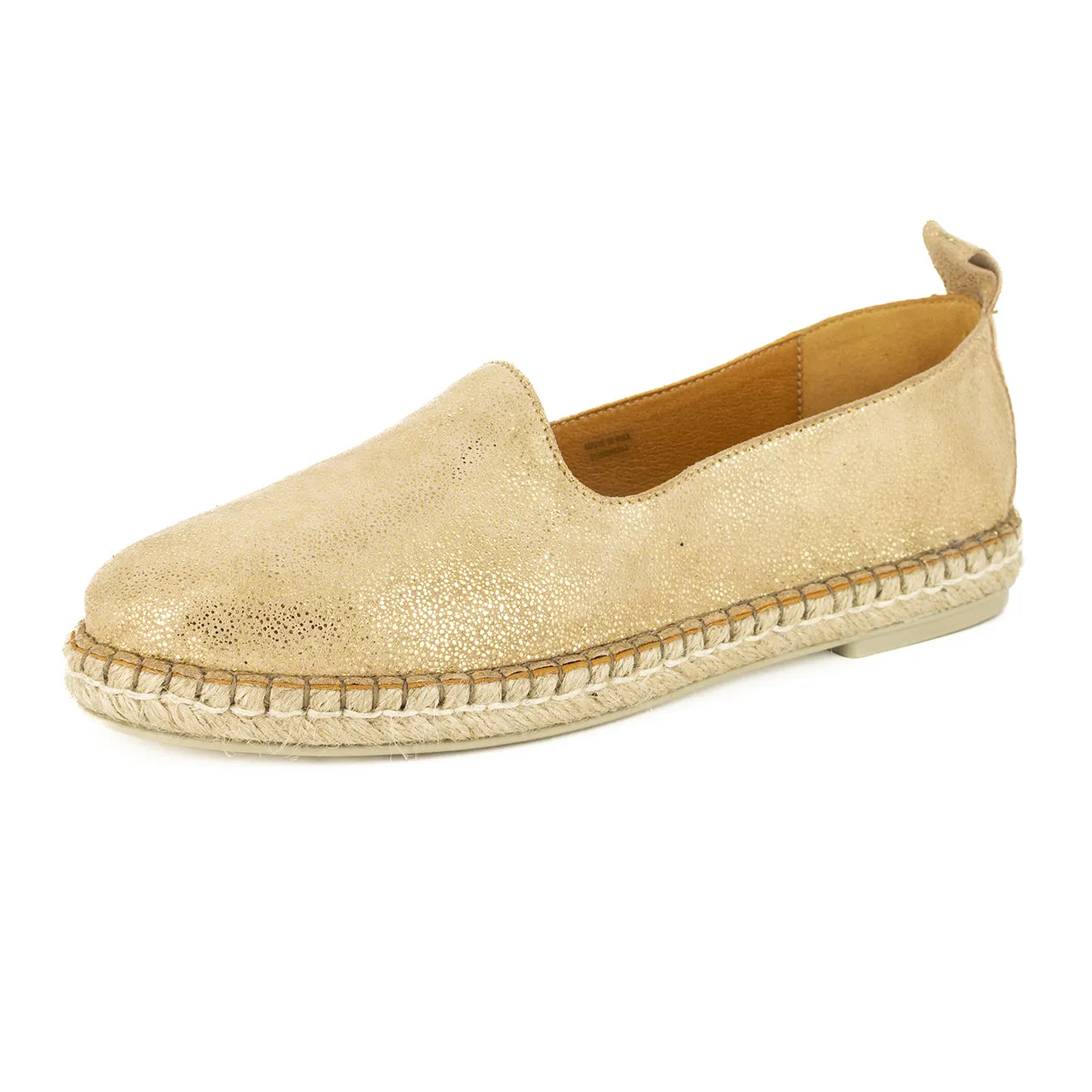 Indzima : Ladies Leather Espadrille Shoe in Glitter Metallic