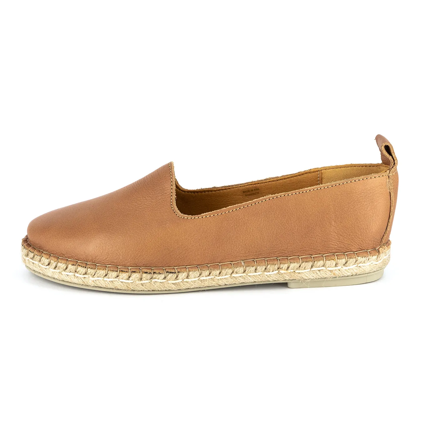 Indzima : Ladies Leather Espadrille Shoe in Tan Vintage