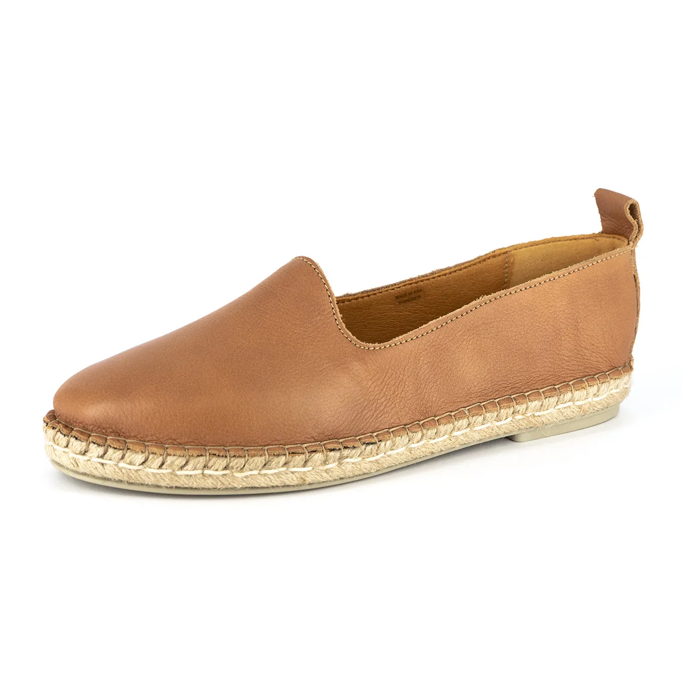 Indzima : Ladies Leather Espadrille Shoe in Tan Vintage