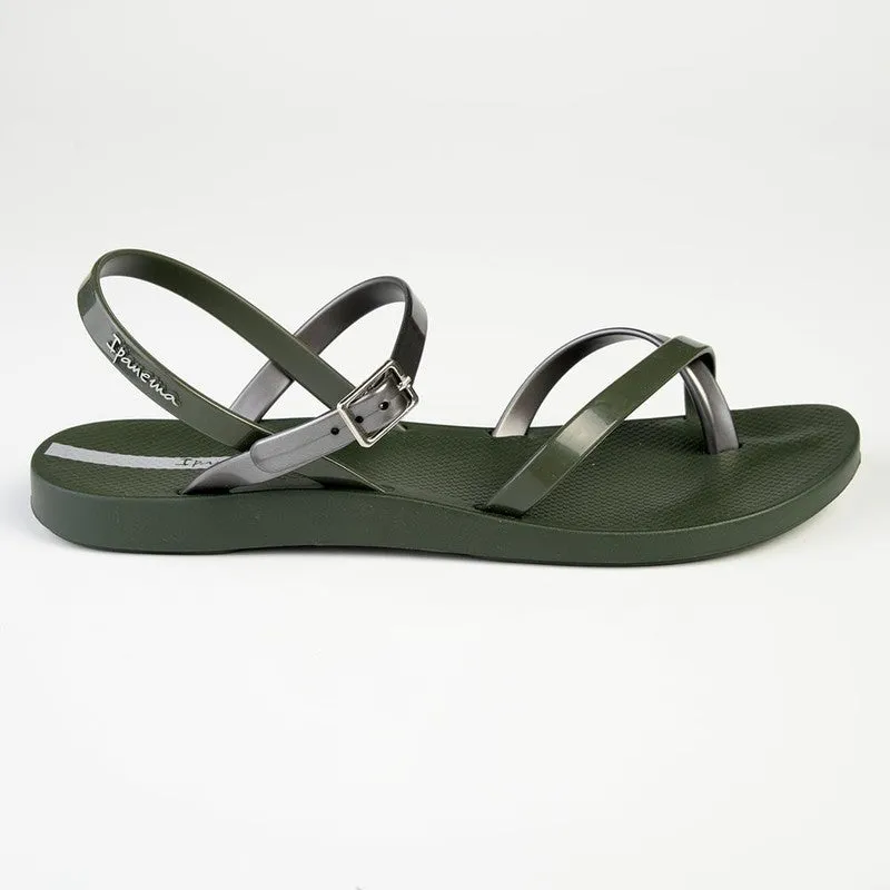 Ipanema Ladies Buckle Strap Sandals - Dark Green/Olive