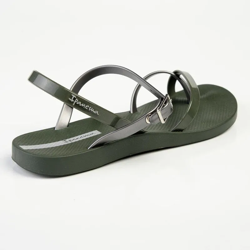 Ipanema Ladies Buckle Strap Sandals - Dark Green/Olive