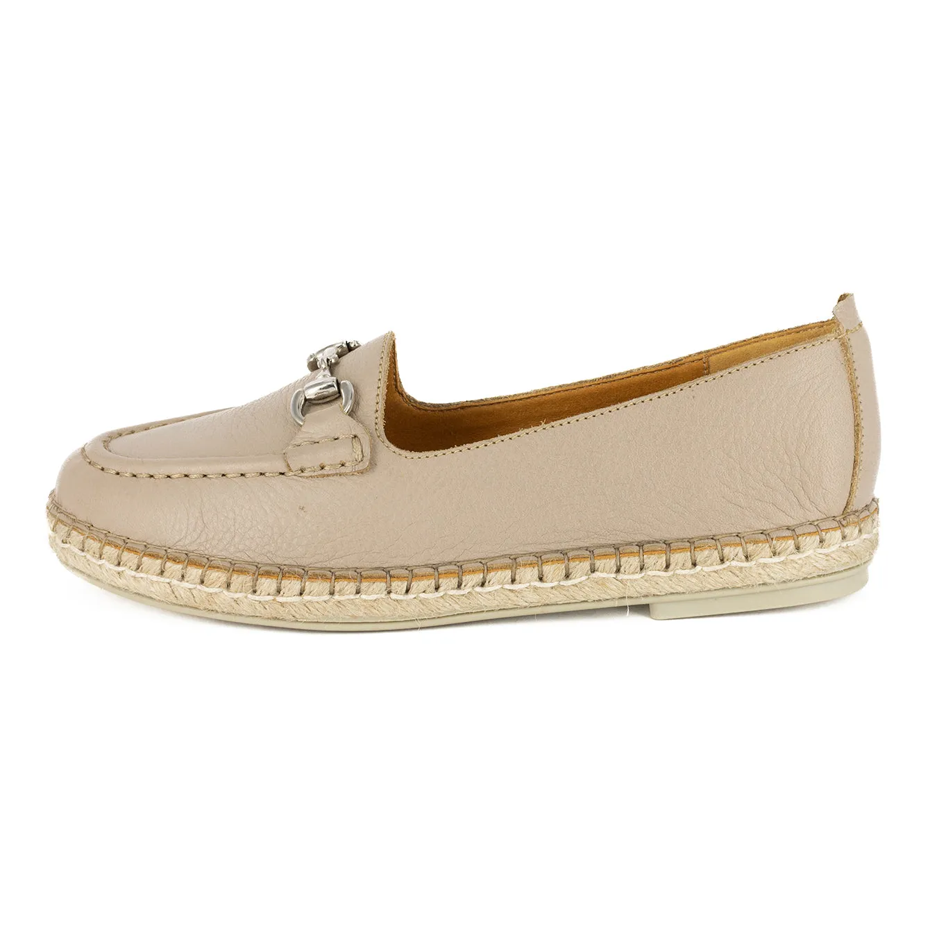 Kataleya : Ladies Leather Espadrille Shoe in Gravel Vintage