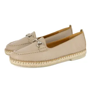 Kataleya : Ladies Leather Espadrille Shoe in Gravel Vintage