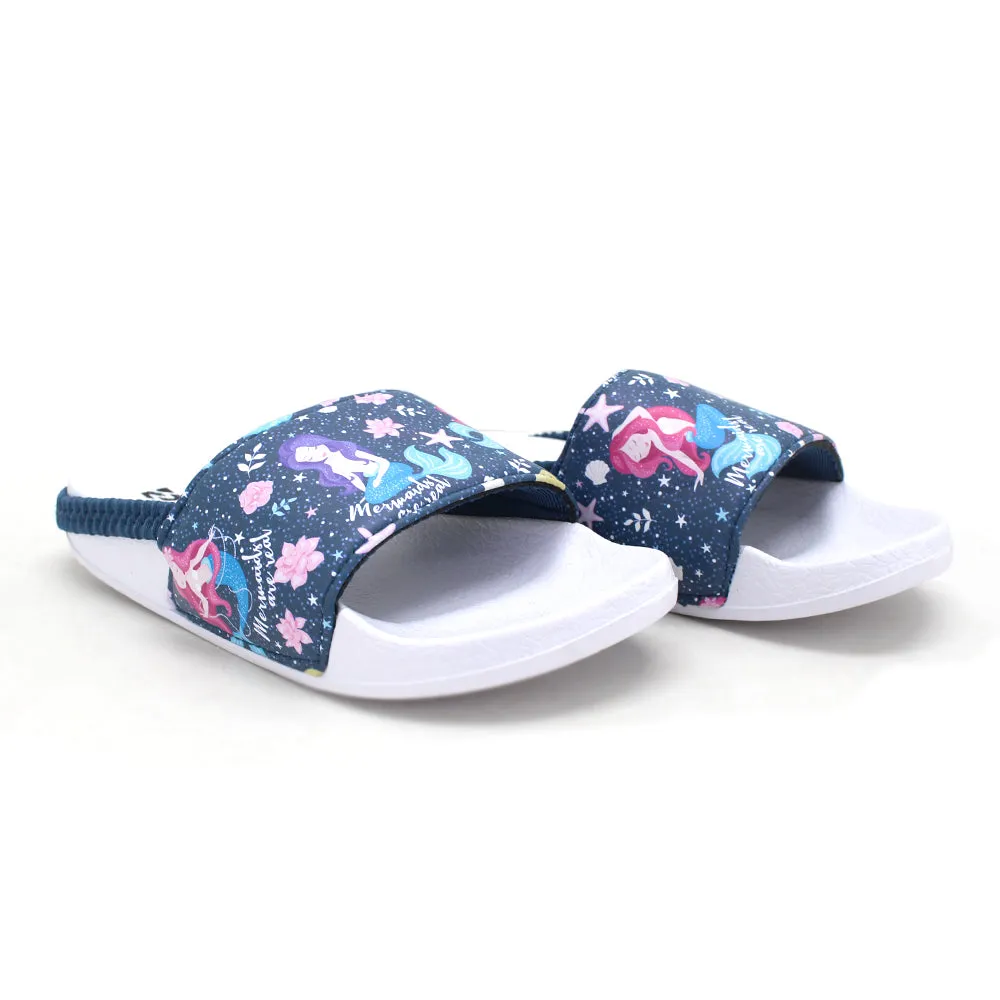 Kid's Girl Graphic Print Beach Pool Slides,Petrol