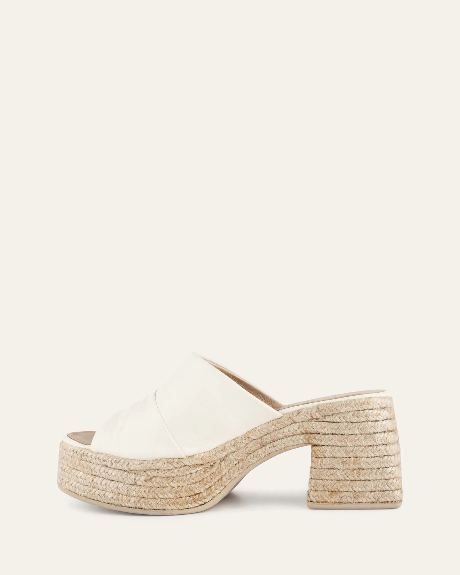 KRISTEN HIGH HEEL ESPADRILLE SANDALS OFF WHITE LEATHER