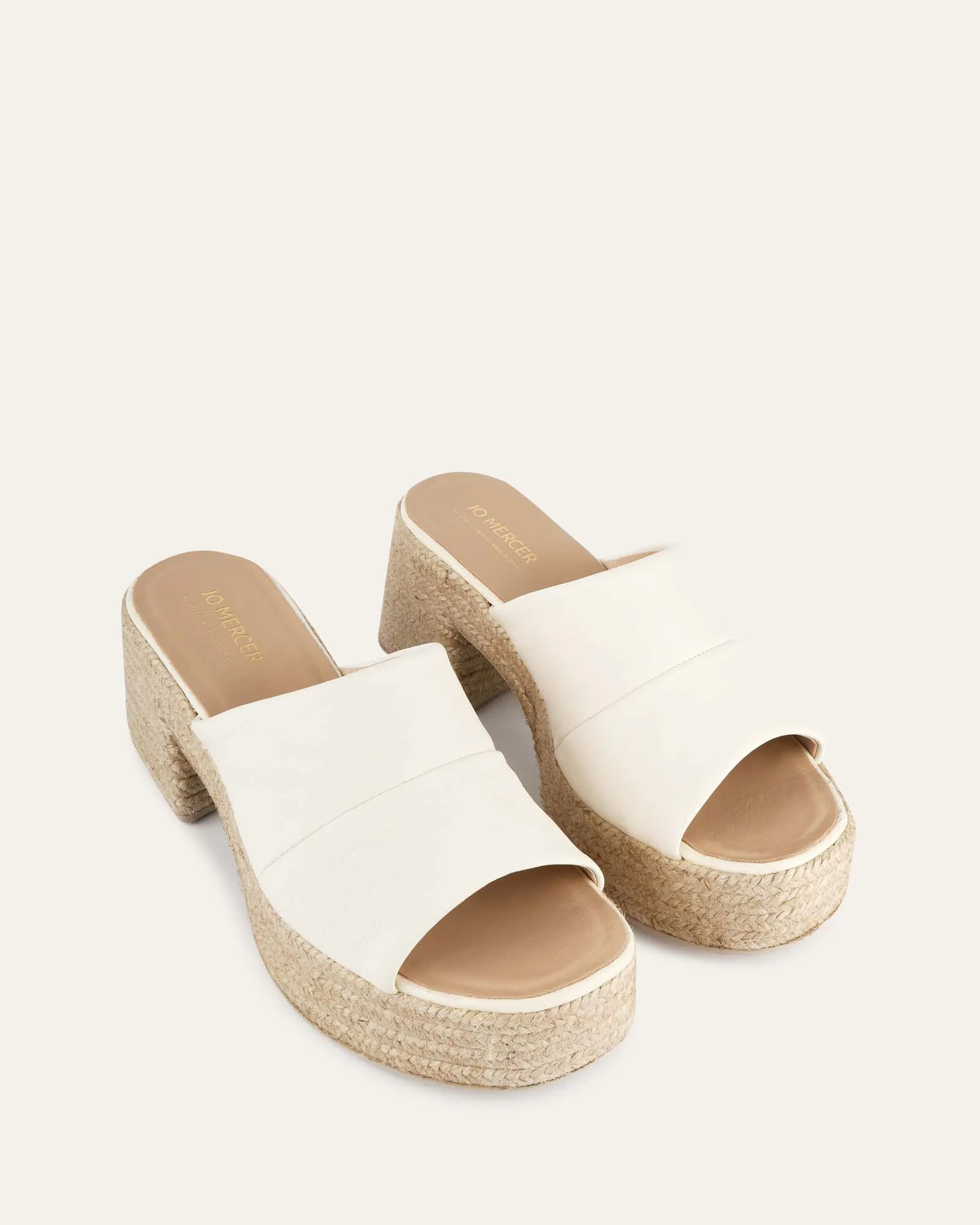 KRISTEN HIGH HEEL ESPADRILLE SANDALS OFF WHITE LEATHER