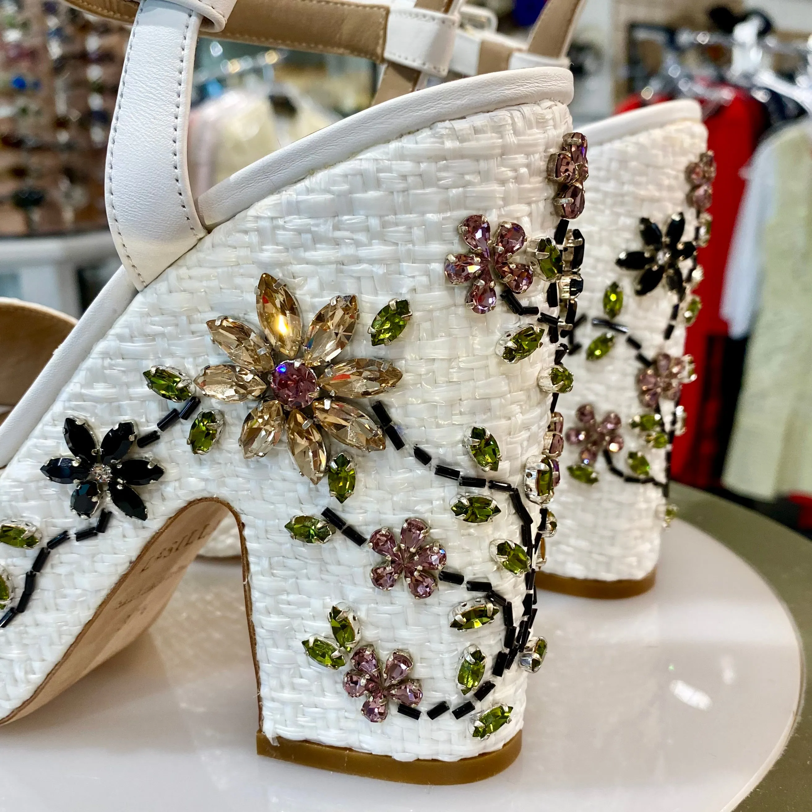 Le Silla White Raffia Platforms