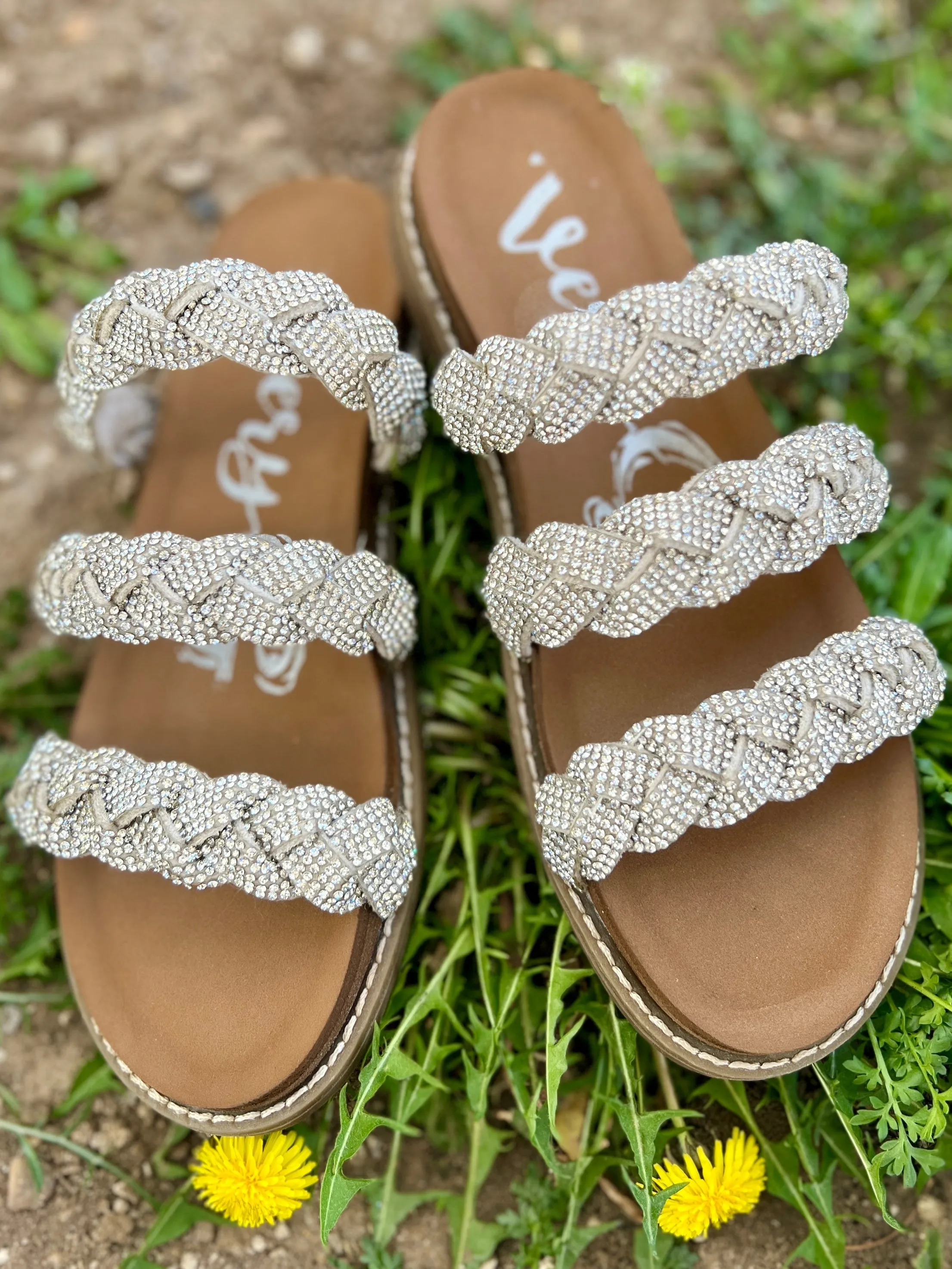 Luxurious Silver Braided Sandals*