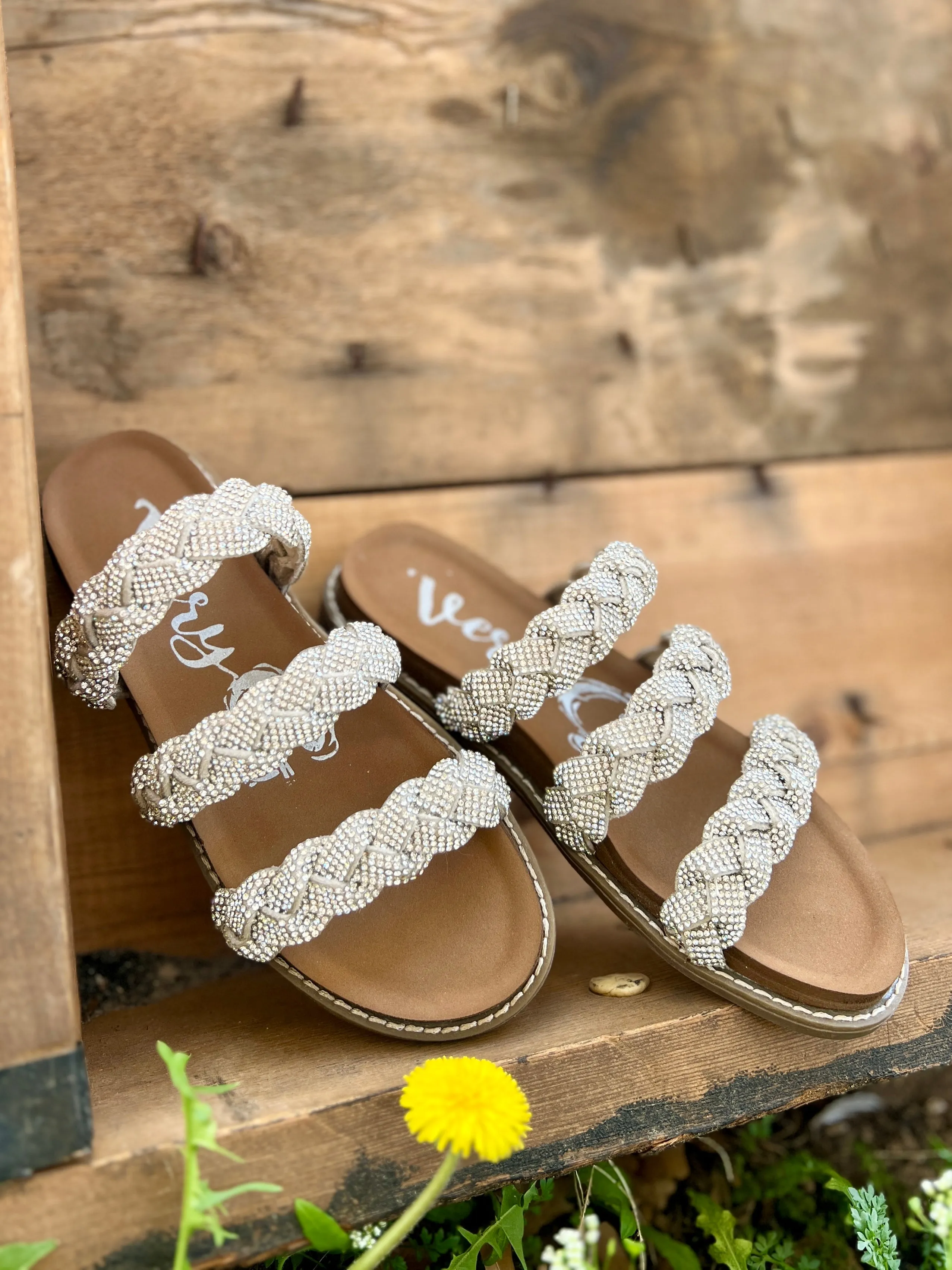 Luxurious Silver Braided Sandals*