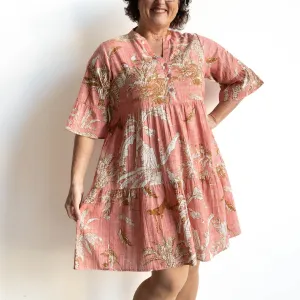 Mandarin Empire Dress - Safari Coral