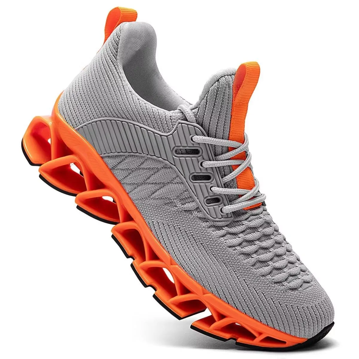 Mens Running Shoes Breathable Mesh Blade Walking Shoes Slip on Tennis Sneakers Fashion Non Slip Work Sport Gym Cross Trainer Beige Orange