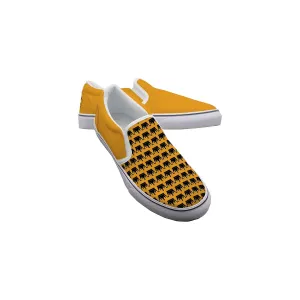 Men's Slip On Sneakers gold crown print