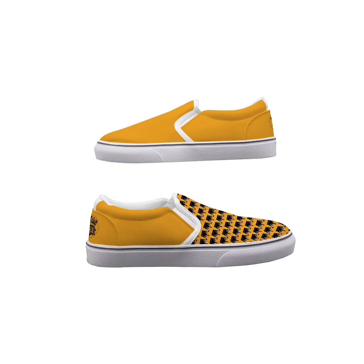 Men's Slip On Sneakers gold crown print