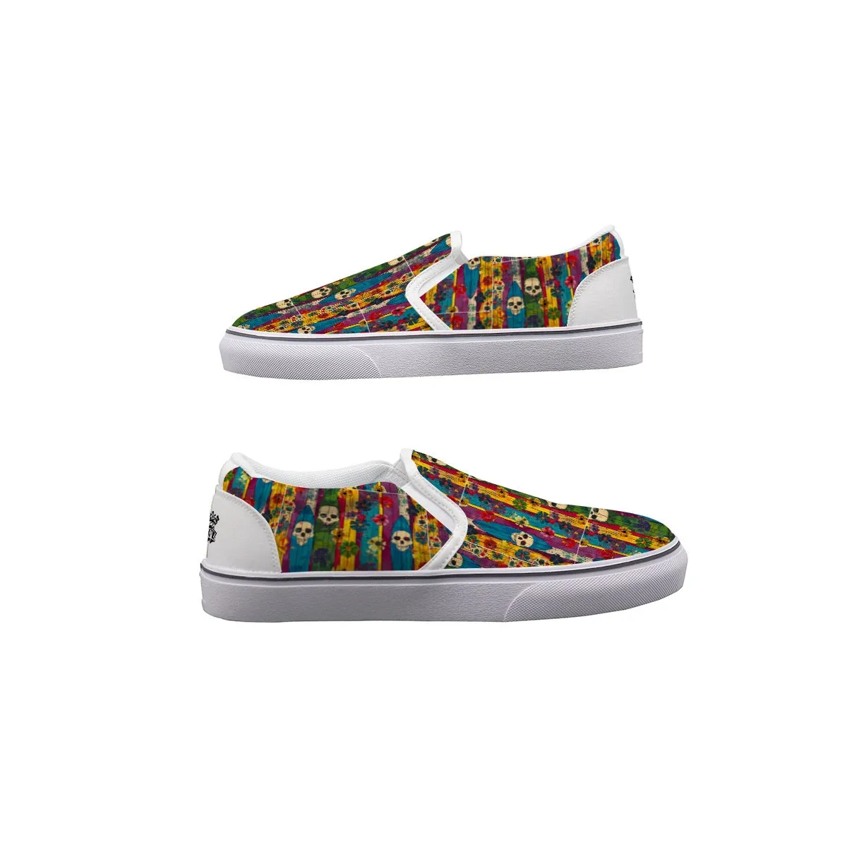 Men's Slip On Sneakers Surf and Skull print